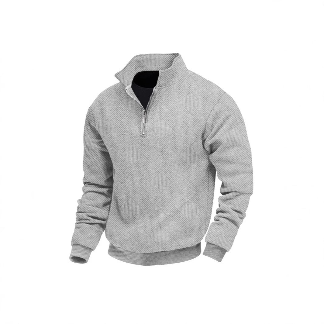 Men's Long Sleeve Lapel Zipper Loose-fitting Casual Pullover