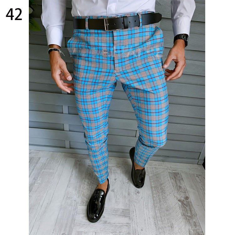 Printed Men's Slim Fit Fashion Casual Suit Pants Length